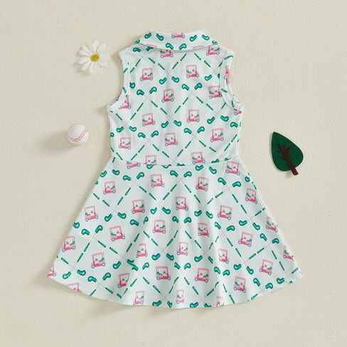 Toddler Baby Girl Golf Outfit Dress Sleeveless Golf Car Polo Dresses Casual A-Line Dress Zip Up Sprots Summer Dresses in Saudi Arabia