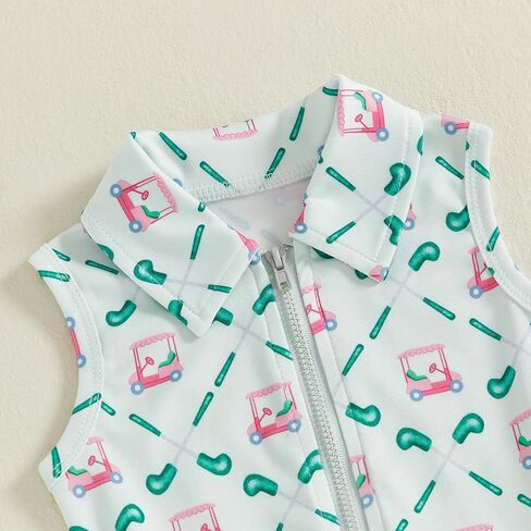 Toddler Baby Girl Golf Outfit Dress Sleeveless Golf Car Polo Dresses Casual A-Line Dress Zip Up Sprots Summer Dresses in Saudi Arabia