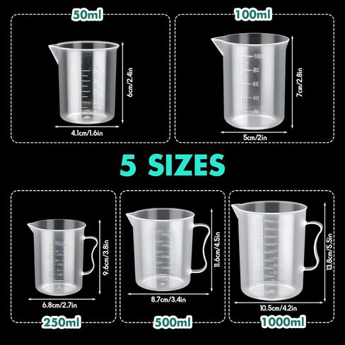 Baderke 28 Pcs Beakers and Test Tubes Set Including 3 Graduated Cylinder 5 Plastic Beakers 3 Erlenmeyer Flask 10 Droppers 6 Plastic Test Tubes with Rack for Home Science Lab Party DIY in Saudi Arabia