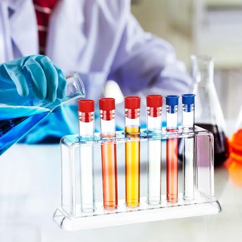 Baderke 28 Pcs Beakers and Test Tubes Set Including 3 Graduated Cylinder 5 Plastic Beakers 3 Erlenmeyer Flask 10 Droppers 6 Plastic Test Tubes with Rack for Home Science Lab Party DIY in Saudi Arabia