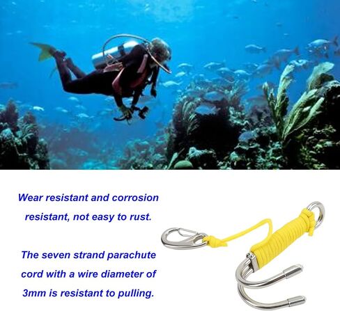 Scuba Diving Reef Double Hook, Reef Hooks, Stainless Steel Double Reef Hook, Sturdy Stable Resistant Hooks, Drift Hook, Scuba Diving Dual Stainless Steel Hook with Line in Saudi Arabia