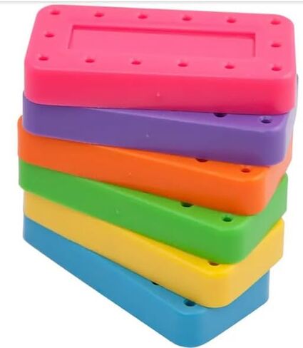 2/PCS Dental Bur Block حامل مستطيل 14 فتحة ثقب من منظمات Burs Autolavable Bur ، ألوان النيون ، غطاء Clear (Neon Pink) in Kuwait