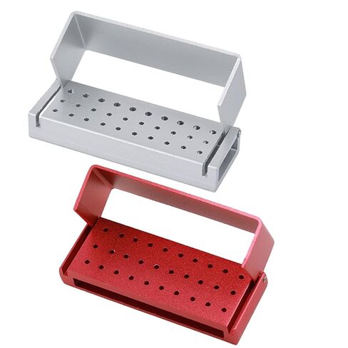 30 Holes Dental Bur Blocks Autoclavable Disinfection Diamond Burs Drill High Speed Block Aluminum Opening Box Dentist Tool (Silver+Blue) in Kuwait