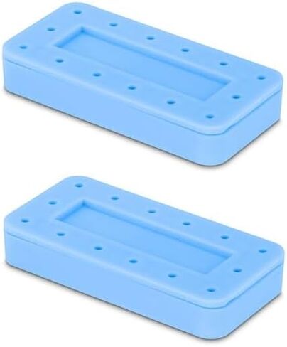 2/PCS Dental Bur Block Organizer Rectangle 14 Hole Carty Carty Courclavable Bur ، LID Clear (Beige) in Saudi Arabia