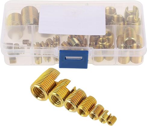 50Pcs Self Tapping Thread Insert, M3 M4 M5 M6 M8 M10 M12 Steel Thread Repair Kit with Storage Case Tapping Thread Slotted for Metal Plastic Wood in Saudi Arabia