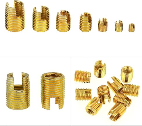 50Pcs Self Tapping Thread Insert, M3 M4 M5 M6 M8 M10 M12 Steel Thread Repair Kit with Storage Case Tapping Thread Slotted for Metal Plastic Wood in Saudi Arabia