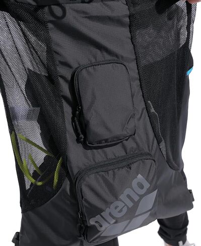 ARENA All Set Swim Sack Mesh Bag Pool Beach Gear Drawstring Satchel for Swim Accessories Quick Dry Polyester Equipment Tote for Swim Team Practice, Black, 40 Liters in Saudi Arabia