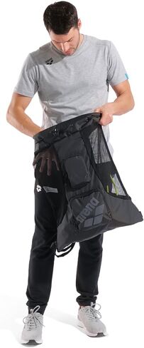 ARENA All Set Swim Sack Mesh Bag Pool Beach Gear Drawstring Satchel for Swim Accessories Quick Dry Polyester Equipment Tote for Swim Team Practice, Black, 40 Liters in Saudi Arabia