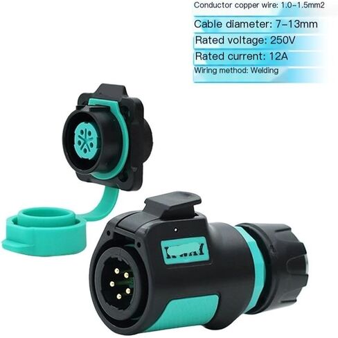 K20 waterproof aviation and socket 2-3-4 core 5-7-9P pin outdoor power quick connector(5 core plug B5 square socket 12A250V) in Saudi Arabia