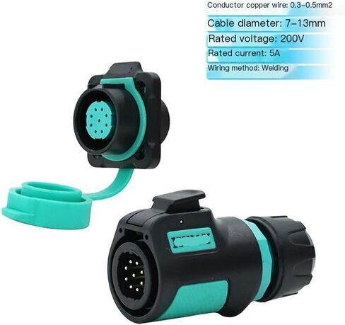 K20 waterproof aviation and socket 2-3-4 core 5-7-9P pin outdoor power quick connector(5 core plug B5 square socket 12A250V) in Saudi Arabia