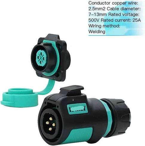 K20 waterproof aviation and socket 2-3-4 core 5-7-9P pin outdoor power quick connector(5 core plug B5 square socket 12A250V) in Saudi Arabia