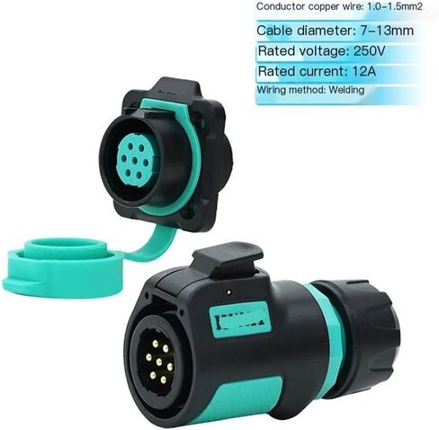 K20 waterproof aviation and socket 2-3-4 core 5-7-9P pin outdoor power quick connector(5 core plug B5 square socket 12A250V) in Saudi Arabia