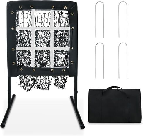 9 Hole Baseball Pitching Net with Strike Zone, Portable Pitching Pocket Net for Softball Train, Adjustable Height Baseball Softball Net with Carry Bag for Hitting and Pitching in Saudi Arabia