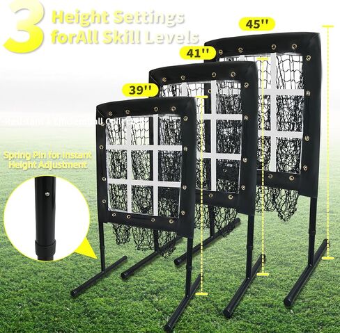 9 Hole Baseball Pitching Net with Strike Zone, Portable Pitching Pocket Net for Softball Train, Adjustable Height Baseball Softball Net with Carry Bag for Hitting and Pitching in Saudi Arabia