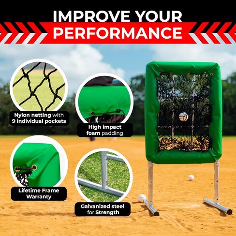 Velocity 9 Hole Pitch Master Pro Edition - Net Baseball Pitching Net - Professional Hole Hole Pitcher - Frame -Duty Frame - معدات تدريب البيسبول المحمولة والكرة اللينة in Kuwait
