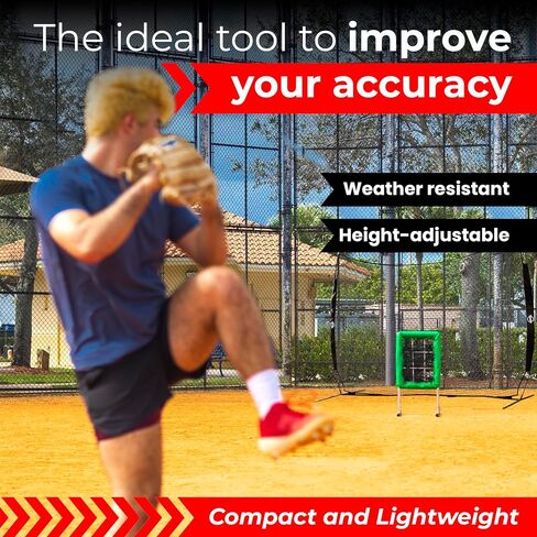 Velocity 9 Hole Pitch Master Pro Edition - Net Baseball Pitching Net - Professional Hole Hole Pitcher - Frame -Duty Frame - معدات تدريب البيسبول المحمولة والكرة اللينة in Kuwait