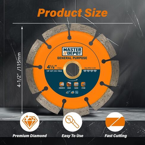 14 inch Segmented Rim Diamond Blade with 1"-7/8" Arbor Hole, Dry Wet Cutting Applications in Concrete, Paver, Masonry, Terrazzo, Stone, Granite in Kuwait
