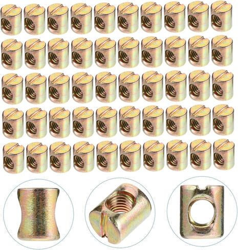 PRETYZOOM 55pcs Slotted Barrel Nuts Steel Furniture Screw Nut for Bed Table Chair in Saudi Arabia