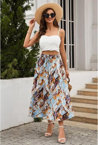 Maxi Skirts for Women with Pockets Long Midi Length Casual Skirt for Beach Party Holiday in Kuwait