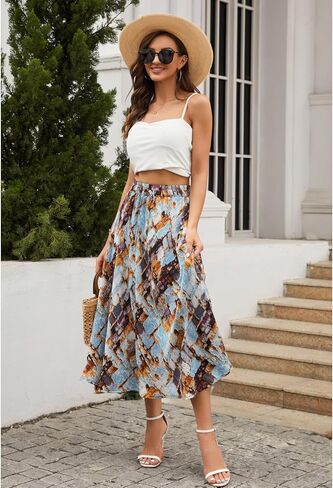 Maxi Skirts for Women with Pockets Long Midi Length Casual Skirt for Beach Party Holiday in Kuwait