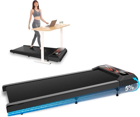 Under Desk Treadmill, 2.5 HP 265 Lbs Low Noise Walking Pad Treadmill LED Display with Remote Control Walking Jogging Running Machine, Incline Treadmills for Home and Office in Kuwait