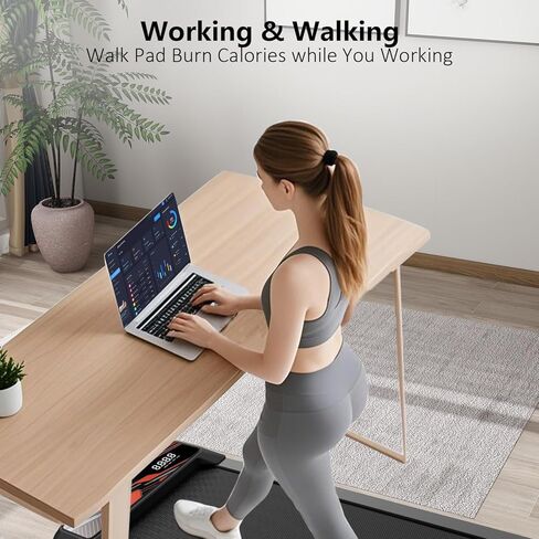 Under Desk Treadmill, 2.5 HP 265 Lbs Low Noise Walking Pad Treadmill LED Display with Remote Control Walking Jogging Running Machine, Incline Treadmills for Home and Office in Kuwait