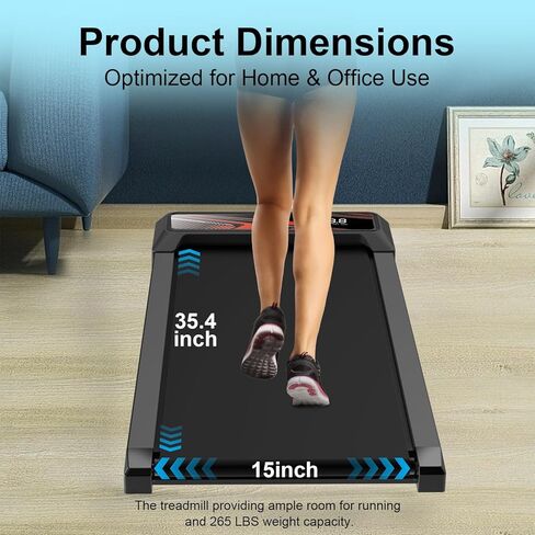 Under Desk Treadmill, 2.5 HP 265 Lbs Low Noise Walking Pad Treadmill LED Display with Remote Control Walking Jogging Running Machine, Incline Treadmills for Home and Office in Kuwait