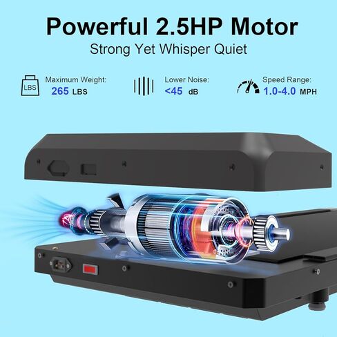 Under Desk Treadmill, 2.5 HP 265 Lbs Low Noise Walking Pad Treadmill LED Display with Remote Control Walking Jogging Running Machine, Incline Treadmills for Home and Office in Kuwait