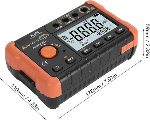 Fydun Insulation Resistance Tester High Precision Digital 1000V with LCD Display Backlit Neck Strap in Saudi Arabia