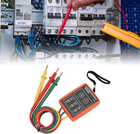 EVGATSAUTO SM852B 3 Phase Rotation Tester, Digital 3 Phase Rotation Meter Portable and Wide Range for Electricity Testing, Efficient AC 60~600V Measurable Frequency Range: 20Hz~400Hz, for in Saudi Arabia