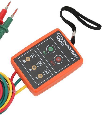 EVGATSAUTO SM852B 3 Phase Rotation Tester, Digital 3 Phase Rotation Meter Portable and Wide Range for Electricity Testing, Efficient AC 60~600V Measurable Frequency Range: 20Hz~400Hz, for in Saudi Arabia