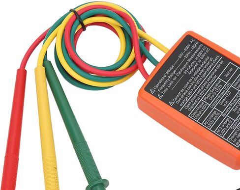 EVGATSAUTO SM852B 3 Phase Rotation Tester, Digital 3 Phase Rotation Meter Portable and Wide Range for Electricity Testing, Efficient AC 60~600V Measurable Frequency Range: 20Hz~400Hz, for in Saudi Arabia
