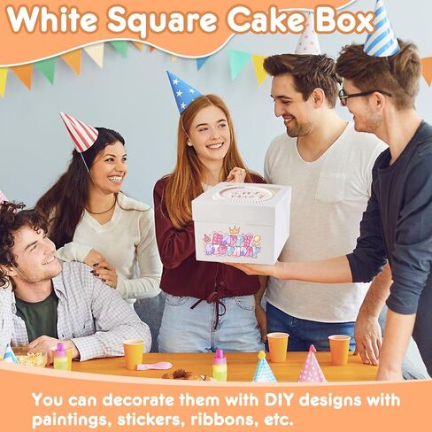 3pcs 10x10x4.5 Inches Cake Boxs, Disposable Bakery Boxes with Window, White Square Bakery Boxes for Cakes, Donuts, Cookies, Chocolate, Pies, Wedding, Birthday, Party in Kuwait
