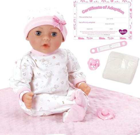 Adora Adoption Babies Collection, 16" Baby Doll with Complete 9-Piece Accessories includes: Pacifier, Hospital Bracelet, Diaper and More! Birthday Gift For Ages 3+ - Baby Hope in Saudi Arabia