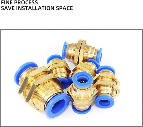 PM4/6/8/10/12MM Brass Pneumatic Fitting Straight Connector One-Touch Union Air Hose Pipe Fittings 5Pcs(PM1/4) in Kuwait