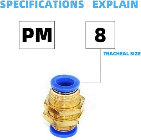 PM4/6/8/10/12MM Brass Pneumatic Fitting Straight Connector One-Touch Union Air Hose Pipe Fittings 5Pcs(PM1/4) in Kuwait