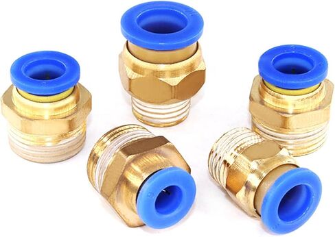 ذكور الخيط الأزرق دفع سريع في الهواء مستقيم من النحاس النحاس من الذكور أنبوب الذكور الالتزامات الهاوية 5pcs (PC8-3/8 '') in Kuwait