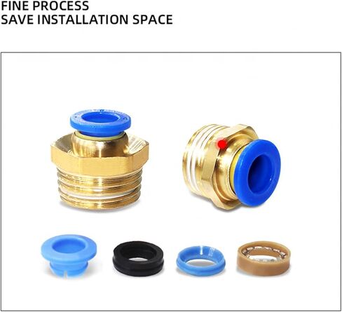 ذكور الخيط الأزرق دفع سريع في الهواء مستقيم من النحاس النحاس من الذكور أنبوب الذكور الالتزامات الهاوية 5pcs (PC8-3/8 '') in Kuwait