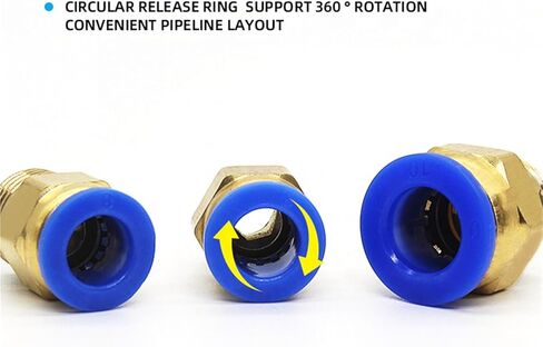 ذكور الخيط الأزرق دفع سريع في الهواء مستقيم من النحاس النحاس من الذكور أنبوب الذكور الالتزامات الهاوية 5pcs (PC8-3/8 '') in Kuwait