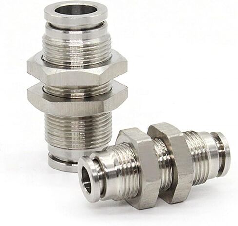 4mm-16mm Straight Union Bulkhead Push In Stainless Steel 304/316 Pneumatic Push To Connect Fittings 2Pcs(PM12) in Saudi Arabia