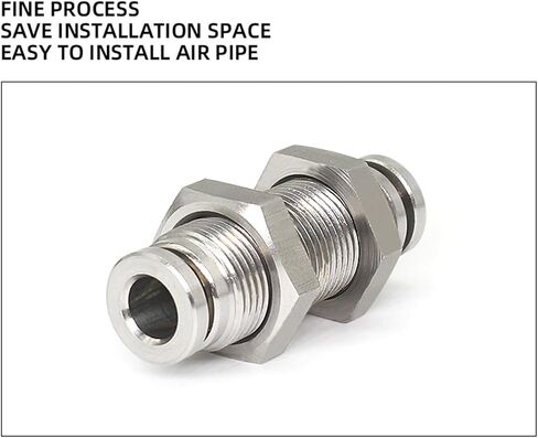 4mm-16mm Straight Union Bulkhead Push In Stainless Steel 304/316 Pneumatic Push To Connect Fittings 2Pcs(PM12) in Saudi Arabia