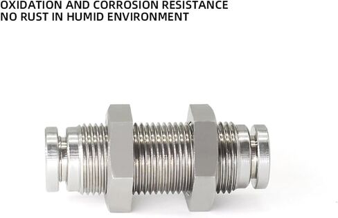 4mm-16mm Straight Union Bulkhead Push In Stainless Steel 304/316 Pneumatic Push To Connect Fittings 2Pcs(PM12) in Saudi Arabia