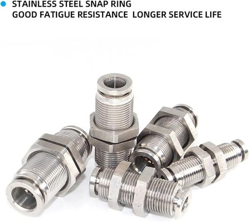4mm-16mm Straight Union Bulkhead Push In Stainless Steel 304/316 Pneumatic Push To Connect Fittings 2Pcs(PM12) in Saudi Arabia