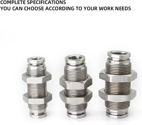 4mm-16mm Straight Union Bulkhead Push In Stainless Steel 304/316 Pneumatic Push To Connect Fittings 2Pcs(PM12) in Saudi Arabia