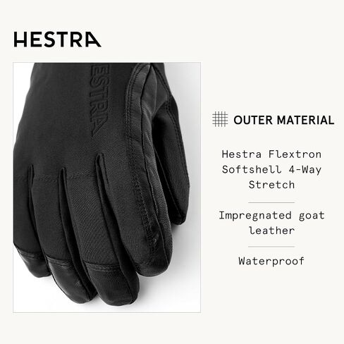 Hestra Alpine Short Gore-Tex Ski Glove, 5-Finger Waterproof Leather Glove for Skiing & Snowboarding in Saudi Arabia