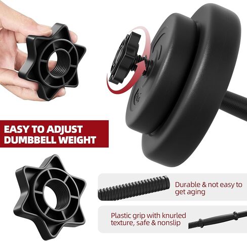 Adjustable Dumbbell Set, 40lbs Free Weights Set for Exercise & Fitness, Vinyl Coated Cement Weights with Collars for Women & Men Home Gym Strength Training in Saudi Arabia