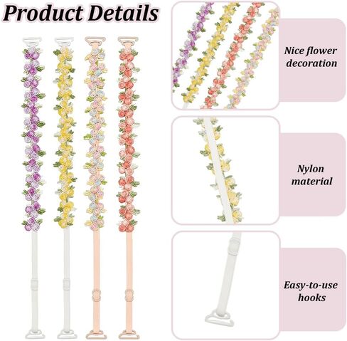 FREEBLOSS Decorative Floral Bra Straps Removable Invisible Bra Straps Replacement in Saudi Arabia