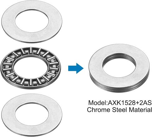 uxcell AXK0515+2AS Needle Roller Thrust Bearings with Bearing Washers, 5mm Bore Diameter, 15mm OD, 4mm Total Thickness for Lawn Mower Truck Power Steering in Saudi Arabia