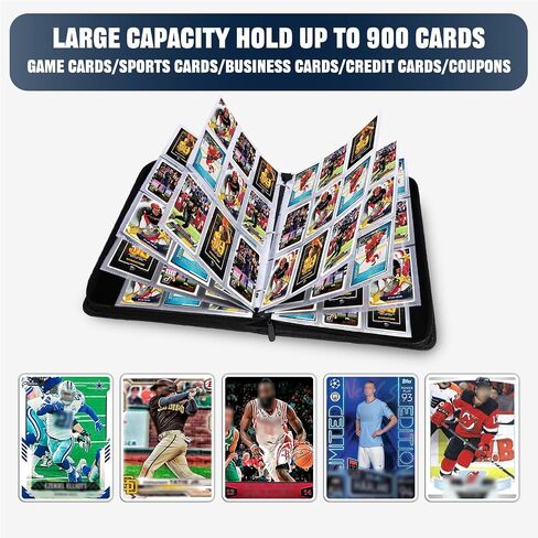 Premium Zip Card Binder - 900 Pocket, PU Cover Collection Binder for MTG, TCG, Baseball & Sports Cards (Striped Black) in Saudi Arabia