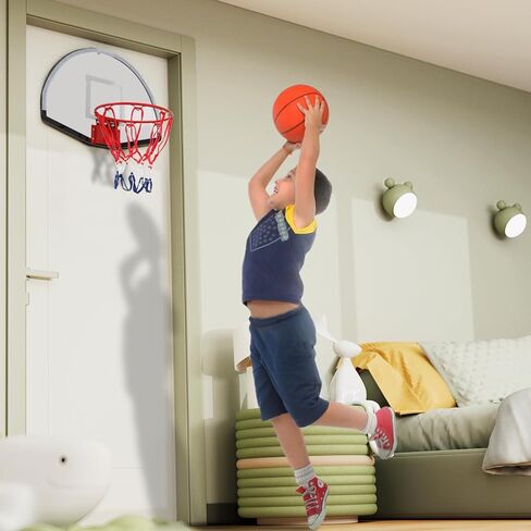 Athena Collection Mini Basketball Hoop Indoor, Over The Door Small Basketball Hoop Backboard with 1 Balls and Pump for Youth and Adults Great for Home Office Dorm Gifts, White in Kuwait